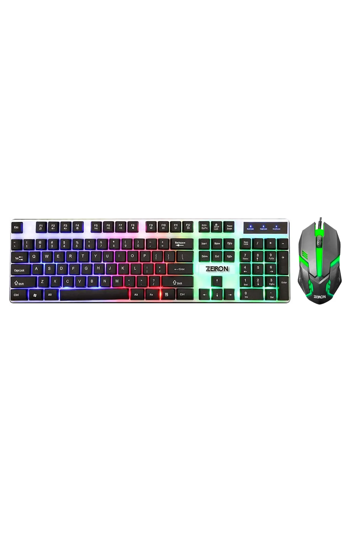 Zeiron T350 Suspansion Q Türkçe Işıklı RGB Klavye Mouse Set Siyah